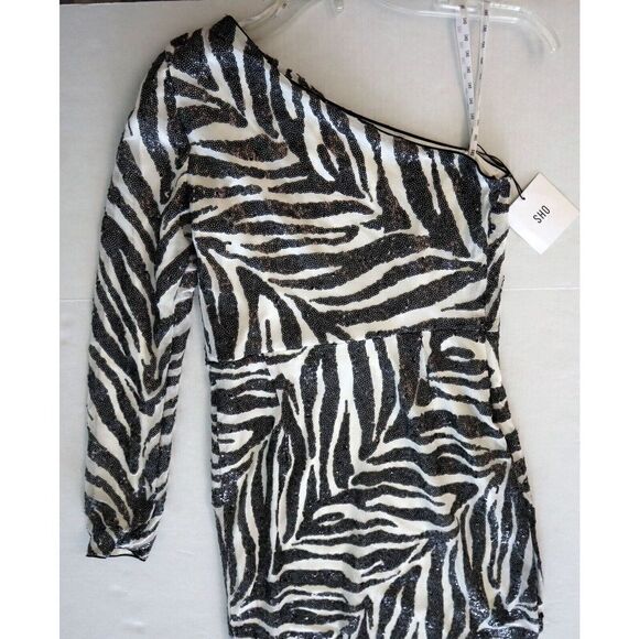 SHO by Tadashi Shoji Sz Small Zebra Print Gigi Asymmetrical Cocktail Dress - Picture 11 of 15
